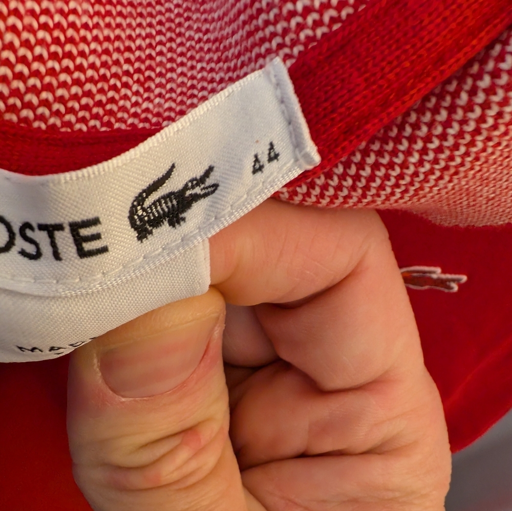 Lacoste Men’s Red Short Sleeve Polo Shirt Sz 44 (XL) - Birdseye Collar Host Pick - Picture 3 of 3